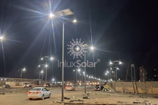 Solar street lights in downtown Sebha