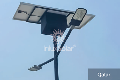 Solar street lighting in front of the town hall